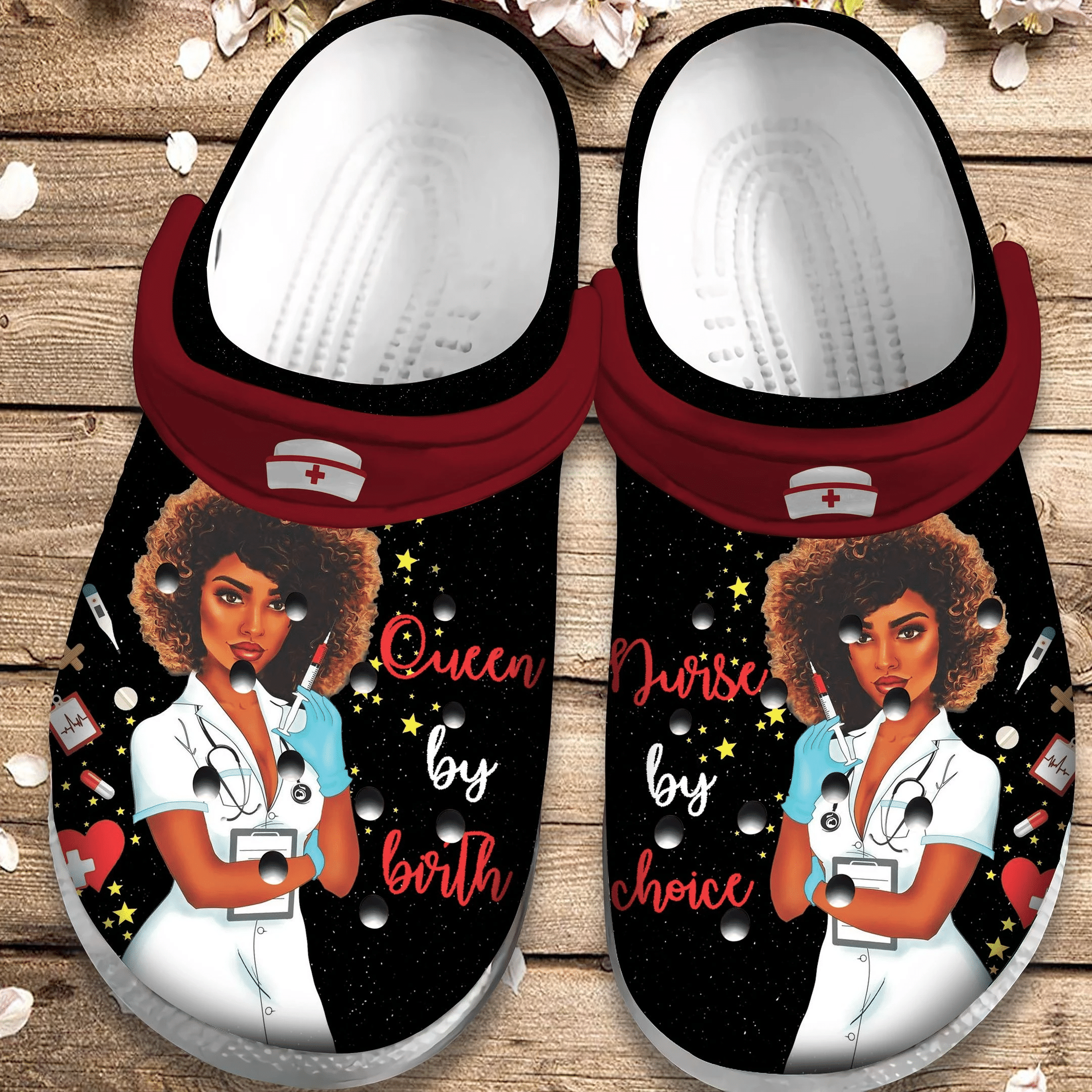 Queen By Birth Crocs Clog Shoes  Nurse By Choice Crocbland Clog Birthday Gift For Woman Girl Friend